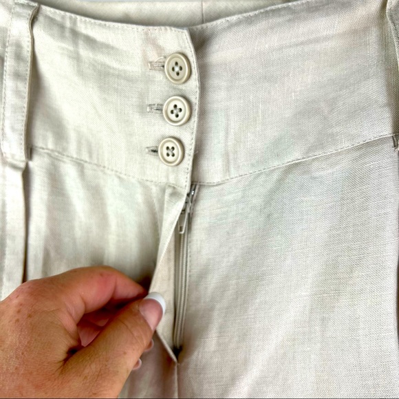 Lifestyle Attitude by Larry Levine Linen Blend Khaki Wide Leg Carpi Pant Plus 16 - Picture 4 of 11